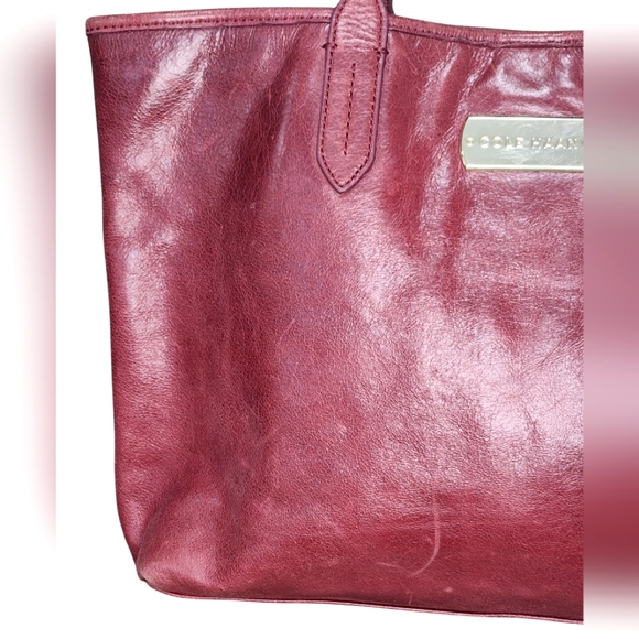 COLE HAAN burgundy leather tote bag - Picture 2 of 5